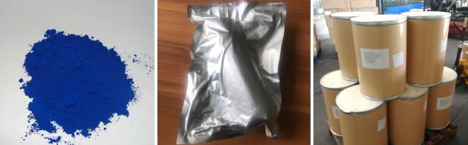 Bright blue crystalline powder